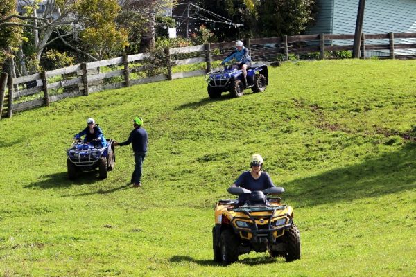 Year 13 Agricultural Science students sitting assessments on safe ATV riding.