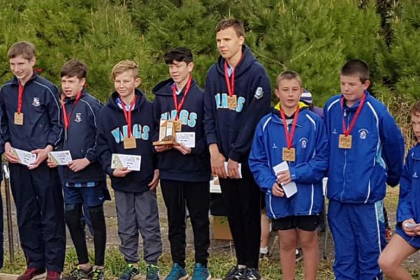 junior boys with national boys relay trophy