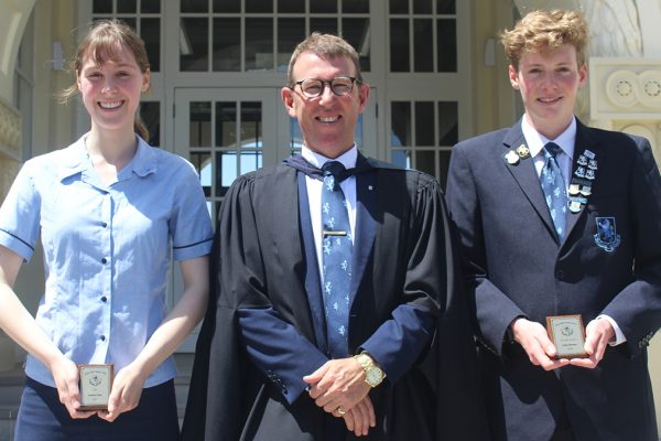 Mount Albert Grammar School Dux for 2019 Matilda Clack, and Proxime Accesit Adam Bateman.