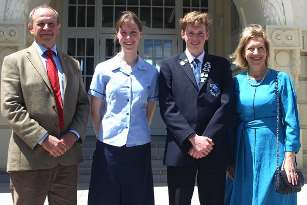 Matilda Clack and Adam Bateman were awarded Chris Liddell Scholarships, and are pictured with John Liddell and Dr Hillary Liddell.